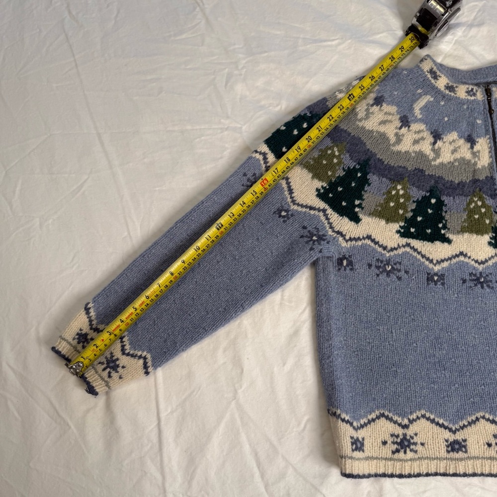 Icelandic Design 1998 Wool Angora Nordic Sweater L Reindeer Quarter Zip - Picture 12 of 12